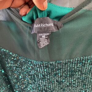 R&M Richards Teal Sequin Gown
